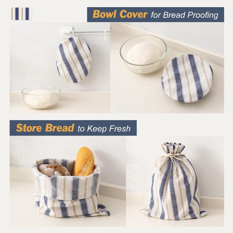 Linen Bread Bag for Homemade Sourdough Bread with Proofing Cover,