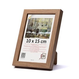 3-B Mega Picture Frame, Brown (Oak with Optically Soft Wood Grain) - 10 x 15 cm - Wooden Frame, Photo Frame, Portrait Frame with Acrylic Glass