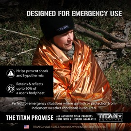 TITAN Survival XL Mylar Survival Blankets 5 Pack 70” x 90” - 90% Heat Retention & Waterproof Design - Emergency Blanket Cold Weather Protection & Survival Kits - Durable Space Blanket for Outdoor Use