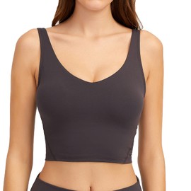 Lemedy - brasier deportivo para mujer, con relleno para entrenamiento, correr, yoga, Carbono oscuro, L