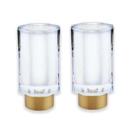 BLASTHOME™ Luxury Faceted Pillar Finials – Fits Only Signature Collection Curtain Rods (Rod Not Included) – Premium Quality, Heavy Metal – Set of Two– Crystal Clear/Brushed Gold Finish