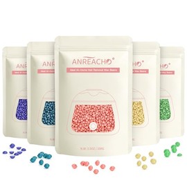 Wax Beads, Anreacho 1.1 lb Hard Wax Beans for Hair Removal, Brazilian, Bikini, Face, Eyebrows, Underarms, Chest, Back, Legs, Wax Refill for Women & Men, Pack of 5
