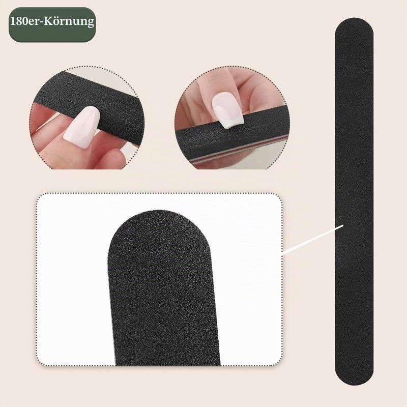 Pack of 12 Nail Files, Professional 100/180 Sanding Board Nail