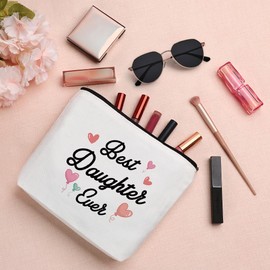 QONCV Daughter Christmas Gifts, Best Daughter Makeup Bag Mothers Day Valentines Day National Daughters Day Birthday Christmas Easter Graduation Cosmetic Bags Gift Ideas for Women
