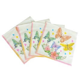 Paper Napkins for Decoupage, 2-Ply Cocktail Napkins for Dinner Beverage Party Bathroom Disposable Luncheon Napkins Paper Everyday Decorative, 6.5 x 6.5 Inch (Colorful Butterfly, 100)