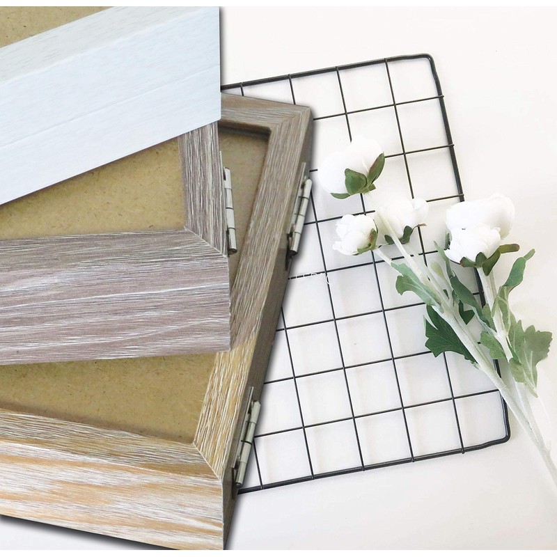 Smiling Art Double Wooden Photo Frame for 2 Photos, Folding