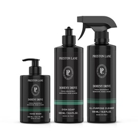 Preston Lane Luxury Kitchen Set – Hand Wash, Dish Soap & All-Purpose Cleaner | Plant-Powered Cleaning Essentials Bundle with Fine Italian Fragrance, Doheny Drive Scent