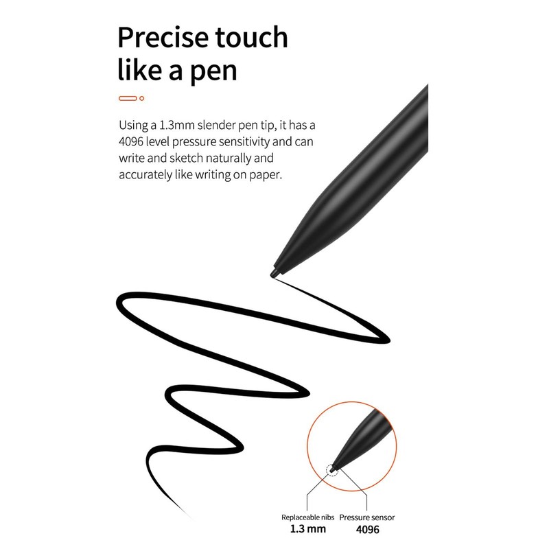 EMR Stylus with Soft Eraser, 4096 Pressure Levels Tilt Support