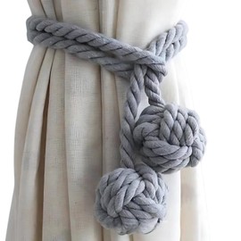 カーテンアクセサリー ロープ カーテンタッセル グレー カーテン留め ロープタッセル NYANDELMO ND-0077-R11-GY