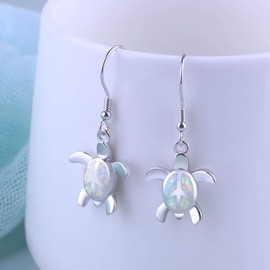 KELITCH Women's Opal Stud Earrings 925 Silver Earrings New Wedding Earrings, Created Opal, No-Gem-Tye