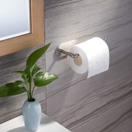 YIGII Adhesive Toilet Paper Holder - MST001 Self Adhesive Toilet Roll Holder for Bathroom Kitchen Stick on Wall Stainless Steel Brushed