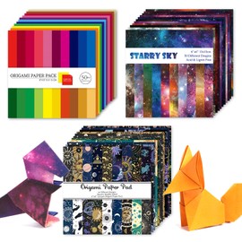Origami 6x6 Paper Kit 150 Sheets 150 Vivid Colors Double Sided Same Printed Traditional Patterns Square for Arts Crafts Projects Japan Traditional Chiyo.Starry Sky
