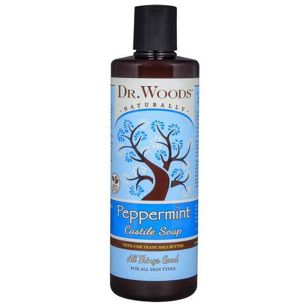 Dr. Woods Pure Castile Peppermint Soap with Organic Shea Butter, 16 Ounces