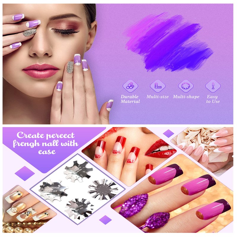 4 Pieces Stainless Steel Edge Trimmer French Smile Line Manicure