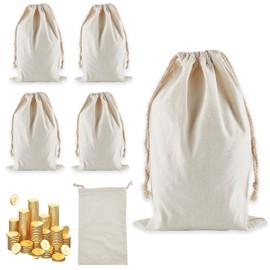 letsinstyle 6Pcs 9.8 x 13.8 Inch Coin Deposit Change Transit Bags, Coin Money Sacks Bag with Drawstring, Heavy Duty Canvas Bank Money Cash Sacks