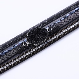 Pulseras Mujer, Pulsera Mujer con Cierre Magnético, Brazaletes para Mujer, Bohemio Pulsera de Cuero Brazalete, Pulsera Inspiradora Graduacion, Regalitos Cumpleaños, Regalo para Mujeres, 200mm(Negro)