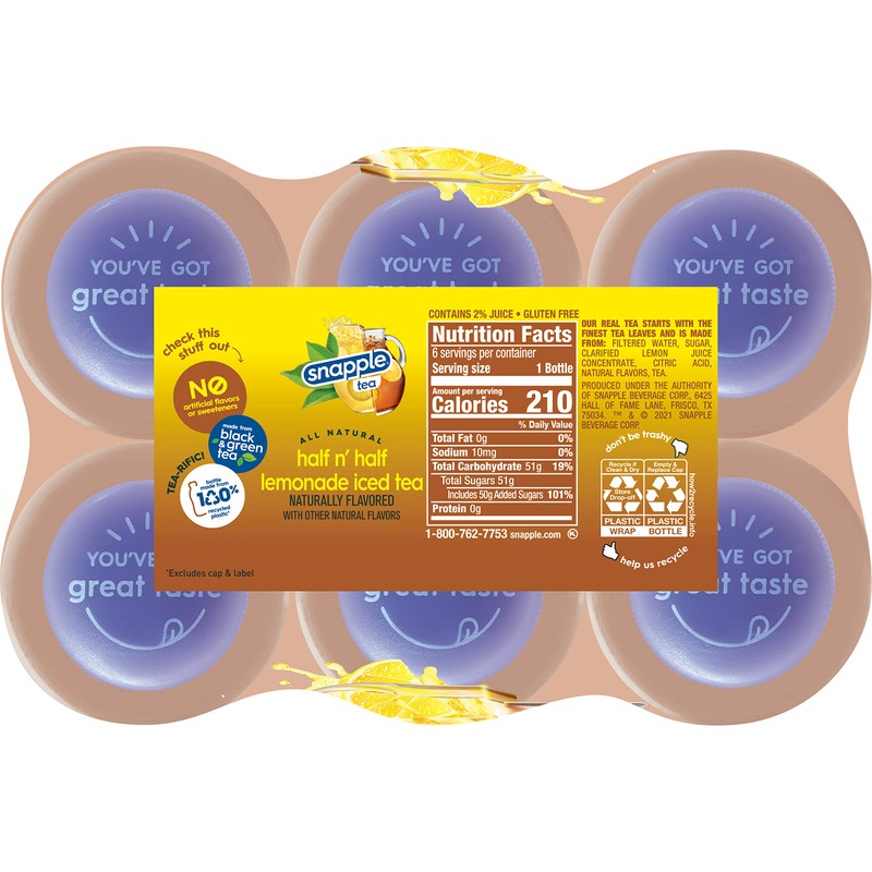 Snapple Half 'n Half, 16 fl oz recycled plastic bottle,