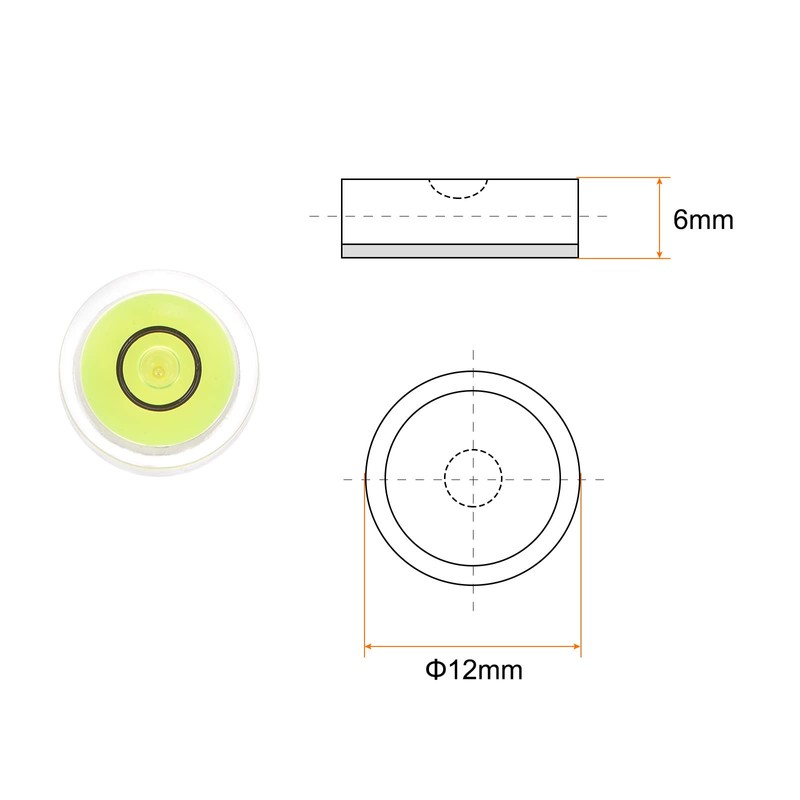 sourcing map 3pcs Round Bubble Level 12x6mm Mini Circular Bullseye