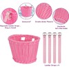 Inborntrait Kids Bike Basket Set, Girl Bike Basket Pink Handwoven,