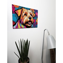 The Plum Penguin Glen of Imaal Terrier Pop Art Wood Print - Retro A4 MDF Wall Decor Set Canvas Alternative 40 x 30cm