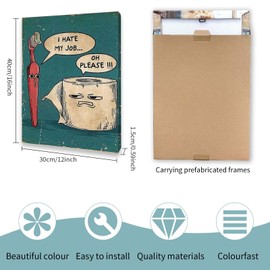 Qiukoo Funny Bathroom Sign with Wooden Frame – Moisture-Resistant Canvas Artwork, Humorous Wall Art Gift for Bathroom Decor and Toilet Space, 12x16 Inch