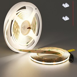 TOAPI Black 12V COB LED Strip 4000K Natural White Dotless 480LED/M 16.4ft/5M Bright 4000Lm CRI>90 Cuttable Flexible LED Tape No Waterproof for Home, Office DIY Lighting (Power Supply Not Included)