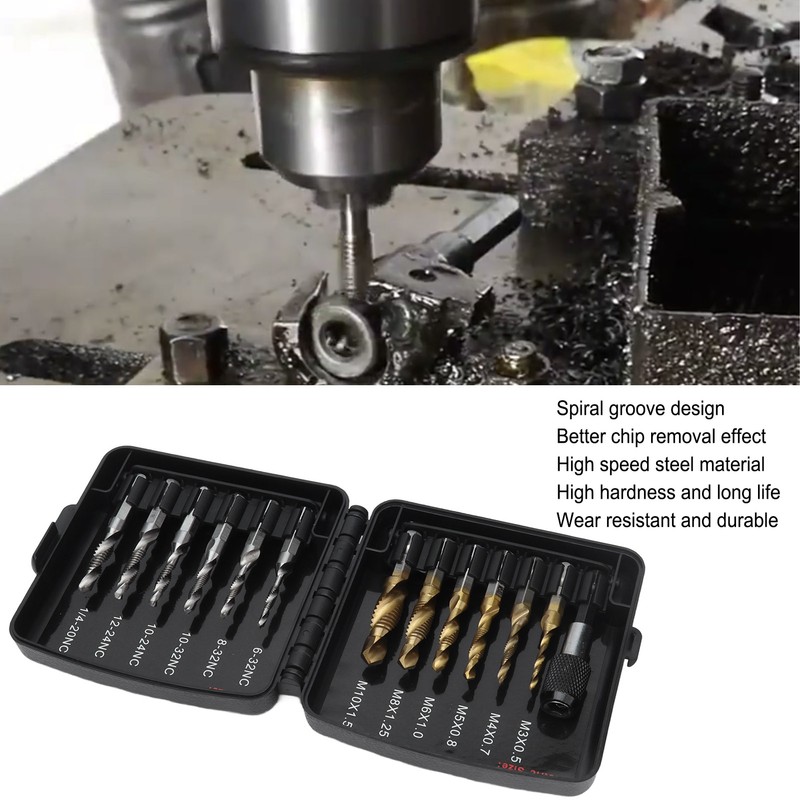 Combined Tap Drill Bit Set HSS Metric Ti Plated System