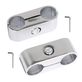 Mxfans Aluminium Alloy Tube Double Hole Tube Clamp Pipe 82x25mm Silver Set of 2