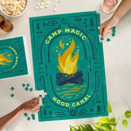 Lantern Press 1000 Piece Jigsaw Puzzle, Hood Canal, Washington, Lake Life Series, Camp Magic