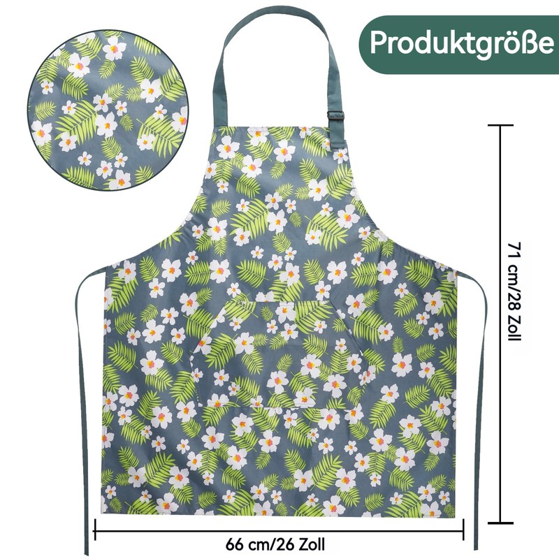 Tczecoo Pack of 4 Flower Aprons with Pocket, Kitchen Aprons