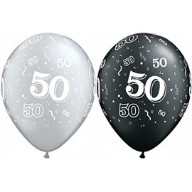 Qualatex 25226 Age 50 Assorted 11"/ 11-inch Round Latex Party Balloons (Pack of 25)