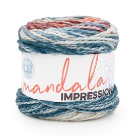 Lion Brand Yarn Mandala Impressions, Multicolor Yarn for Knitting, Crochet and Crafting, Patchwork, 1 Pack