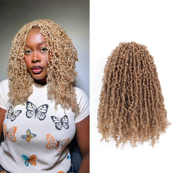 Yanky Twist Crochet Hair - (8+10+12 inch)*3,Total 9 packs,Honey Blonde,Pre-Looped