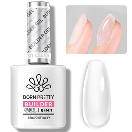BORN PRETTY Builder Gel, 8 in 1 Clear Gel, 0.5 fl oz (15 ml), Polygel, Long Gel Nails, UV/LED Compatible, For Beginners (Transparent Color)