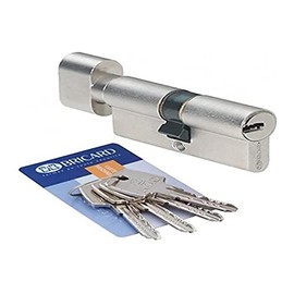 BRICARD 15711 Astral 2.9 10 Nickel-Plated Brass Cylinder Piston Knob 30 + 30, Protection Against Drilling and Picking