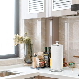 OctBird Stainless Steel Vertical Paper Towel Holder with Suction Cup,Kitchen Roll Holder,Kitchen Roll Holder Free Standing,Grey Kitchen Roll Holder,Kitchen Roll Stand,Paper Towel Stand,Tissue Stand