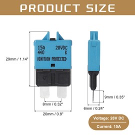 DMiotech 1 Pack 28V DC 15A Blue ATC/ATO Manual Mini Resettable Fuse for Automotive Circuit Breaker Reset Fuses Low Profile Blade Fuses for Car Truck SUV Marine Boat Motorcycle