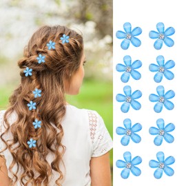 Pack of 10 Flower Hair Clips Mini with Rhinestones, Cute Baby Hair Clips, Elegant Hair Pins, Decorative Hair Clips Girls, Wedding Hair Clips, Flower Hair Clip Gift