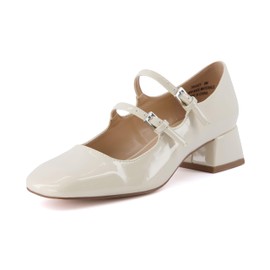 CUSHIONAIRE Women's Twiggy Mary Jane Dress Shoe +Memory Foam, Wide Widths Available, Cream Patent, 11 Wide