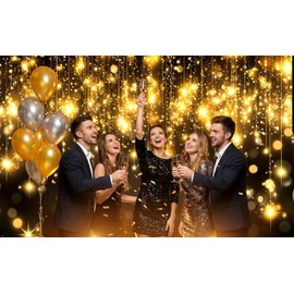 Dudaacvt 7x5ft Black and Gold Backdrop Gold Spots Backdrop Vinyl Photography Backdrop Vintage Background for Family Birthday Party Newborn Studio Props