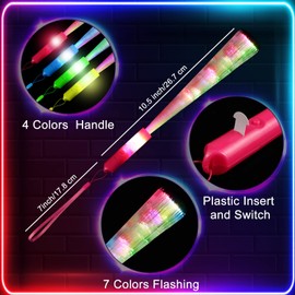 80 Pcs Fiber Optic Wands, Glow Wands LED Wand Light Up Fiber Optic Glow Wands LED Light Up Fiber Optic Stick with Batteries for Kids Birthday Wedding In Dark Party Concerts Clubs (Multicolor Handle)