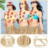 Set Falda Pulseras Collar Diadema Hawaiano Disfraz Fiesta