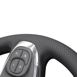 MEWANT DIY Hand Stitch Steering Wheel Cover Black Faux Leather for Fiat 500 2015-2021 / 500C 2016-2021