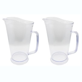 Party Outlaw 2 Pack 60oz Plastic Pitcher Restaurant-Grade Polycarbonate For All Drinks, Reusable & Dishwasher Safe Great for Beer, Juice, Sangria and More Clear