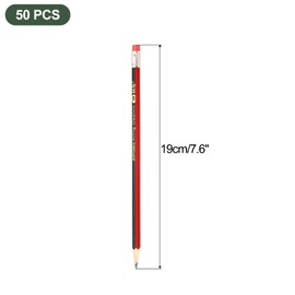 M&G Wooden Triangular Pencils, 50 Pcs 2B Pencils Graphite Round Pencils with Eraser for Classroom Teacher Office Supplies, Red Black