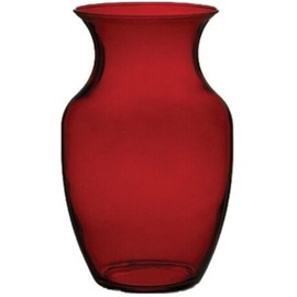Floral Supply Online - 8" Rose Vase and Flower Guide Booklet - Decorative Glass Flower Vase for Floral Arrangements, Weddings, Home Decor or Office. (Red)