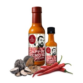 CAPTAIN DEMO's Truffle Hot Sauce | Gourmet Red Pepper Hot Sauce | hot Sauce Sampler Gift Set & Sauce Bottles + Bonus Mini Travel Bottle, Honey Garlic Heat (1 PACK)