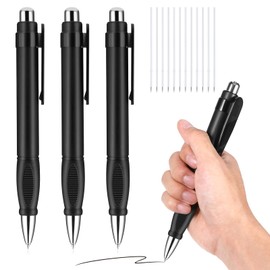 YBEATY 3 Pcs Big Fat Pens Large Heavy Oversized Weighted Ballpoint Retractable Writing Stability Sleeve Pens Comfortable Easy Thick Grip Jumbo Pen with 12 Refills for Arthritis Elderly School (Black)
