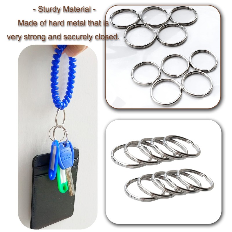 Key Rings, 3/4" 20mm Split Round Metal Silver Keyring for