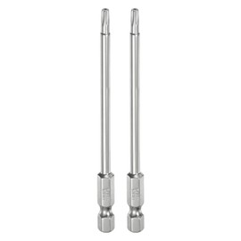 QUARKZMAN Pack of 2 T15 Security Torx Bit 1/4 Inch Hex Shank 4 Inch Long S2 Steel Magnetic Tamper Proof Star Bits Screwdriver Torx Head with Hole for Screws Bits